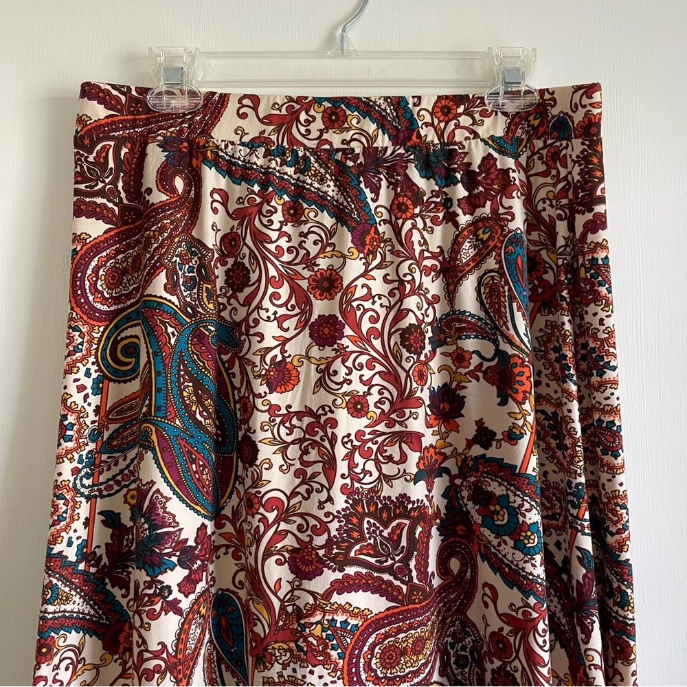 Cato Paisley Maxi Skirt Womens Size Large Multicolor‎ Stretch Soft Jersey Fall - Picture 6 of 9